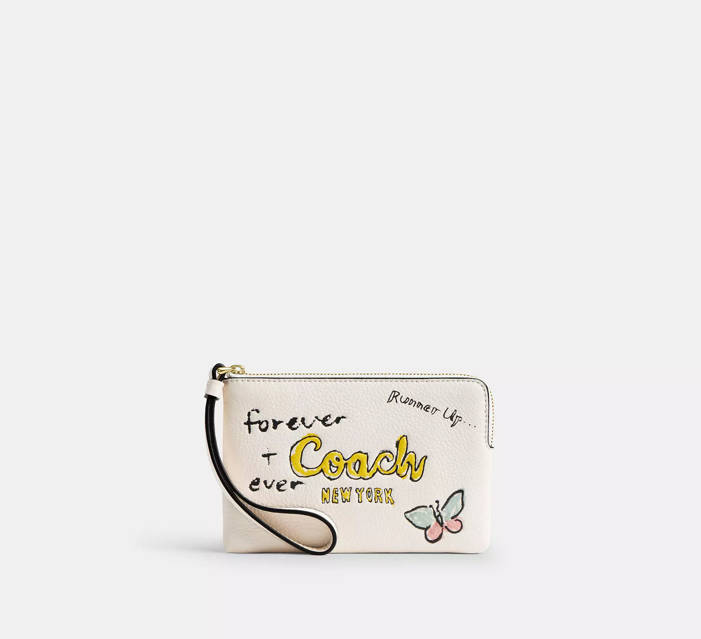 Coach Corner Zip Wristlet In Signature Canvas With Stripe