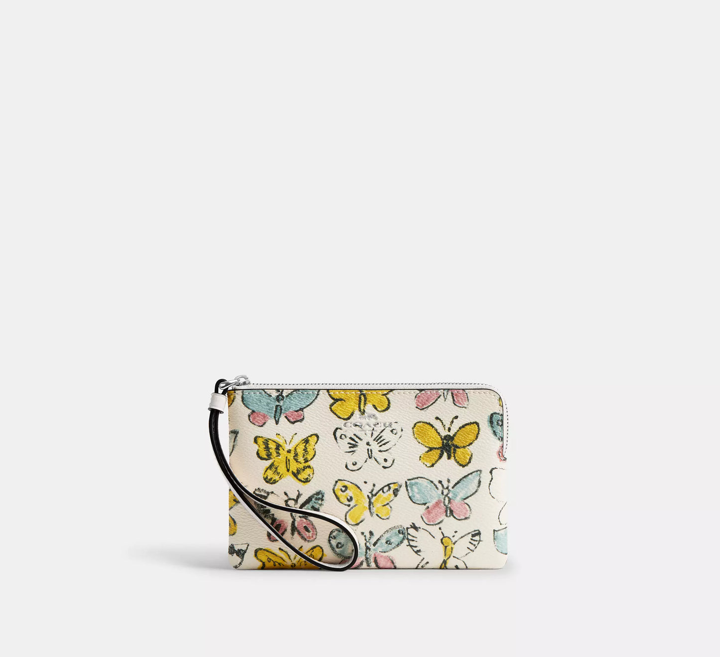 Coach Corner Zip Wristlet In Signature Canvas With Stripe