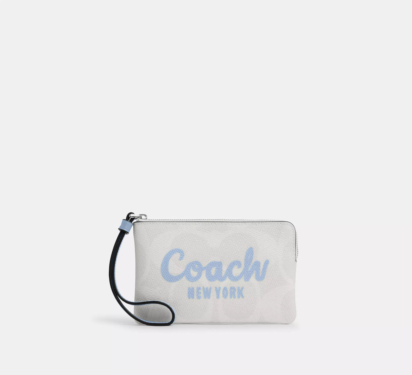 Coach Corner Zip Wristlet In Signature Canvas With Stripe