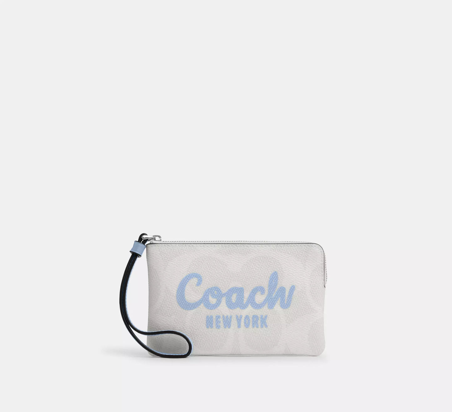 Coach Corner Zip Wristlet In Signature Canvas With Stripe
