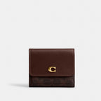 Coach Mila Small Flap Wallet Signature Canvas Brass Maple
