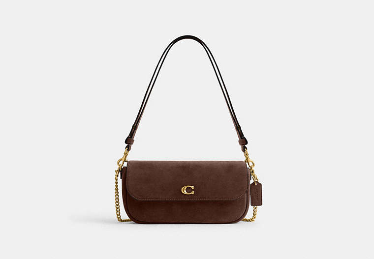 Brook Flap Chain Bag Suede Dark Chocolate