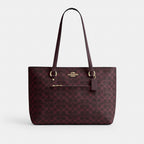 Coach Station Tote Signature Canvas Gold/Black Currant