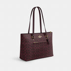 Coach Station Tote Signature Canvas Gold/Black Currant