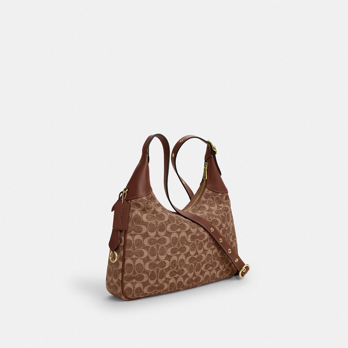 Coach Ella Shoulder Bag Signature Chenille Light Khaki angle