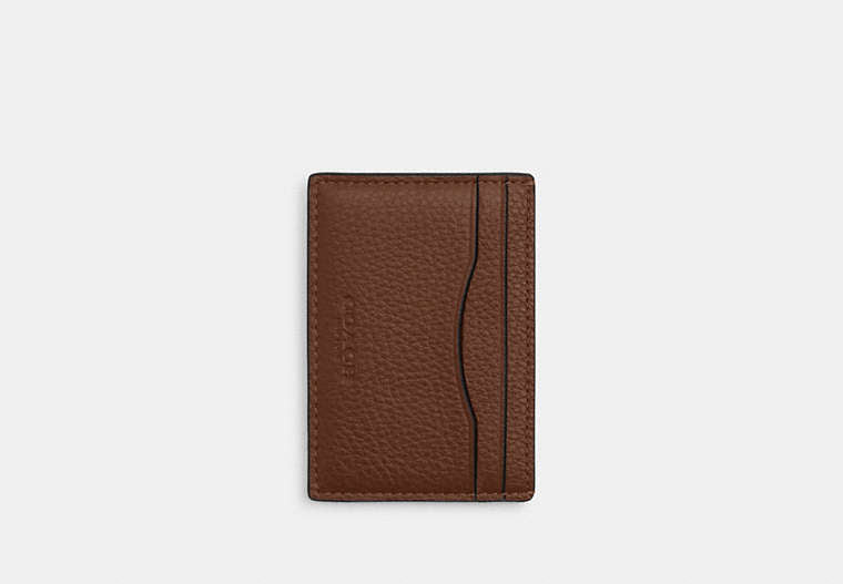 Coach Card Case With Money Clip Gunmetal/Saddle