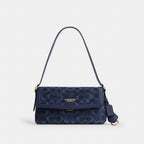Coach Etta Small Flap Signature Chenille Gold/Navy