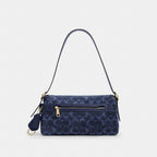 Coach Etta Small Flap Signature Chenille Gold/Navy
