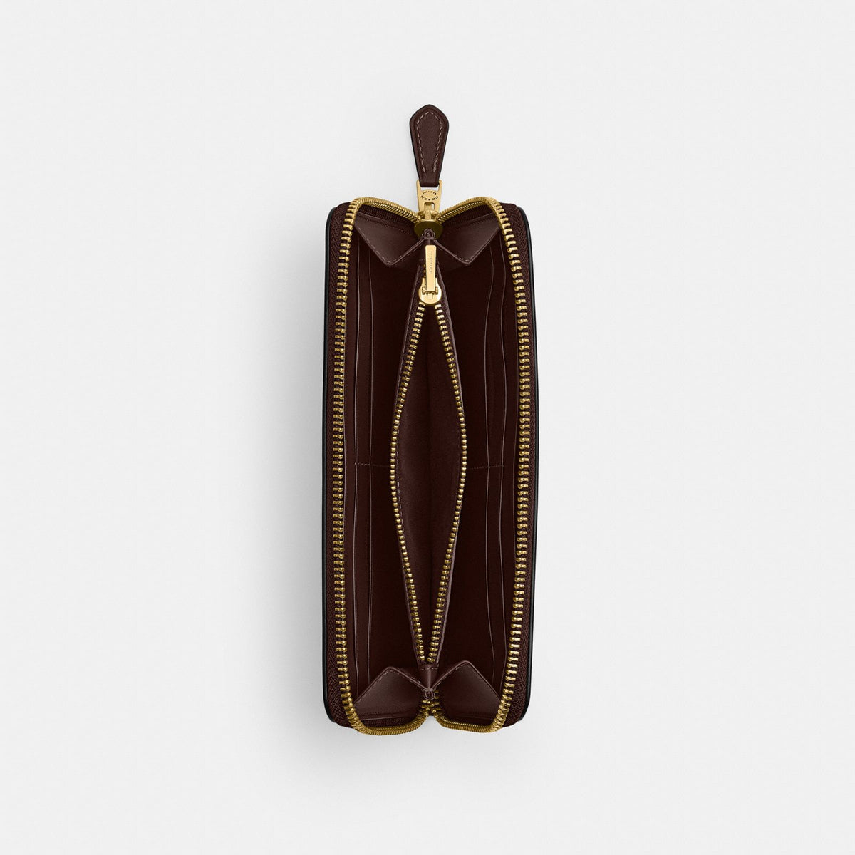 Coach Essential Slim Accordion Zip Wallet Maple open