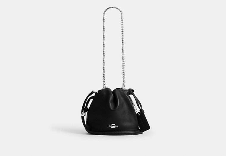Coach Faye Mini Drawstring Bag - Silver/Black