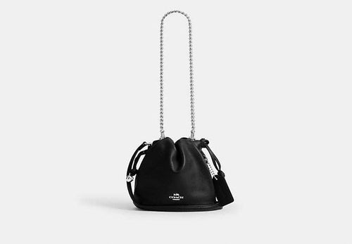 Coach Faye Mini Drawstring Bag - Silver/Black