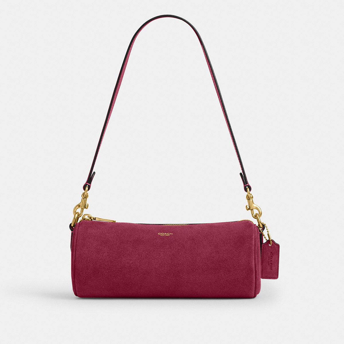 Coach Barrel Bag - Dark Fuchsia Suede