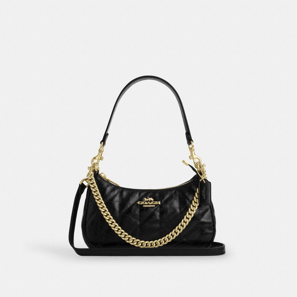 Coach Teri Shoulder Bag With Quilting - Gold/Black