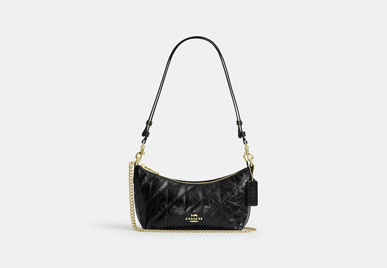 Coach Caitlin Shoulder Bag Quilted Gold/Black