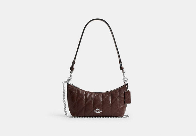 Coach Caitlin Shoulder Bag Quilted Silver/Maple