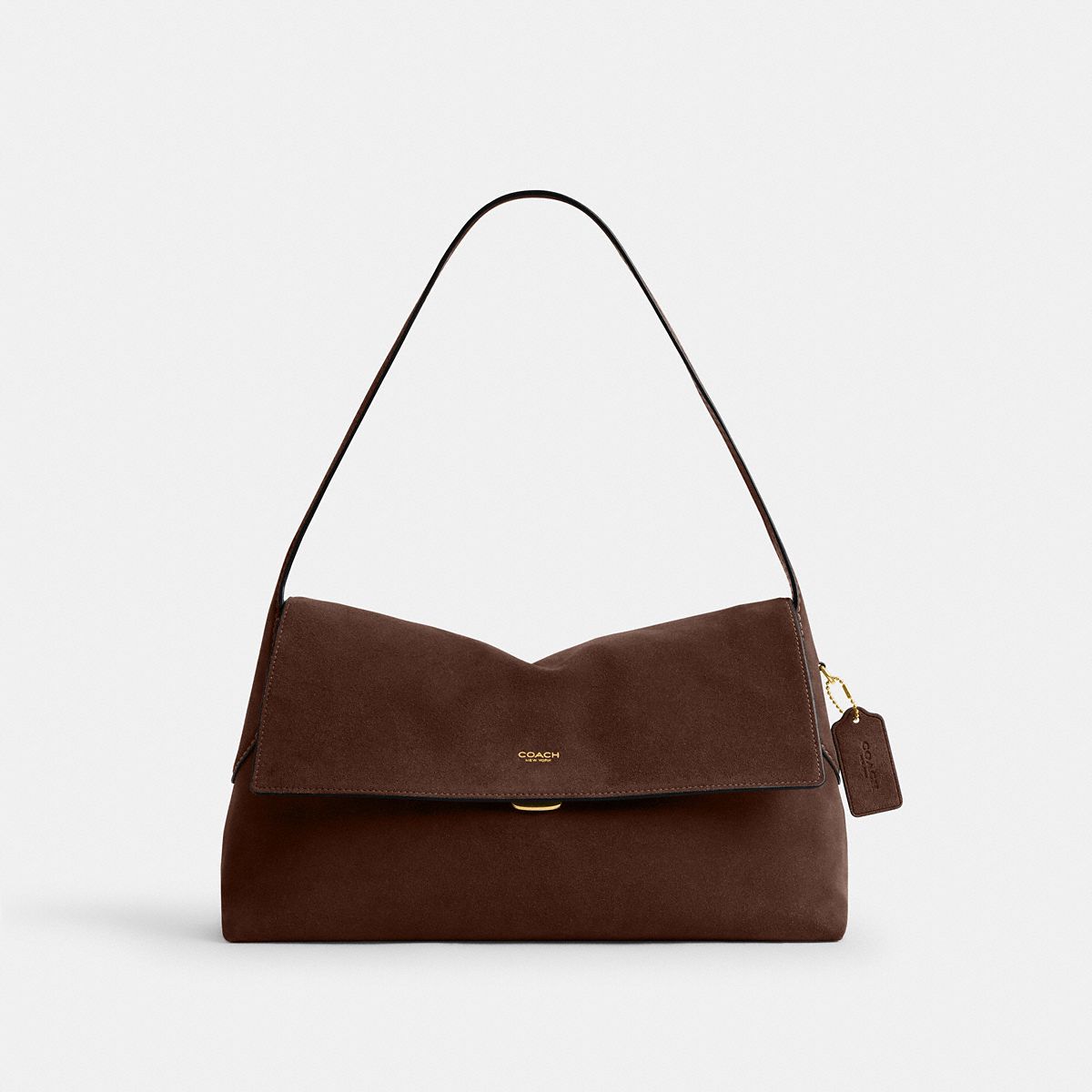 Coach Chelsea Shoulder Bag 36 - Suede Brass/Dark Chocolate