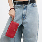 Coach Long Zip Around Wallet In Crossgrain Leather