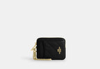 Coach Zip Card Case With Quilting Gold/Black