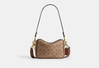 Coach Mini Carey Crossbody Bag Signature Canvas Gold/Tan/Brown