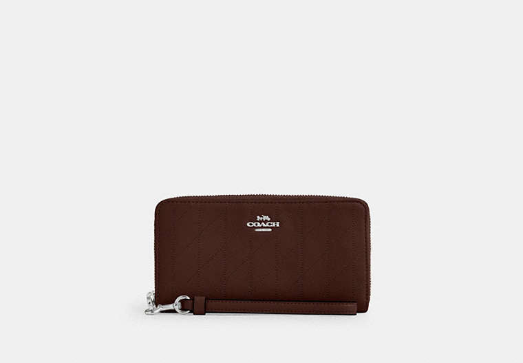 Coach Long Zip Around Wallet With Quilting Silver/Maple