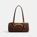 Coach Kisslock Barrel Bag 28 - Suede Brass/Dark Chocolate