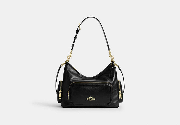 Coach Laurel Shoulder Bag With Pockets Gold/Black