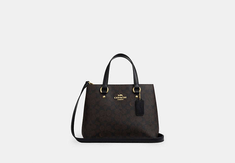 Coach Station Carryall Bag Signature Canvas - Gold/Walnut/Black