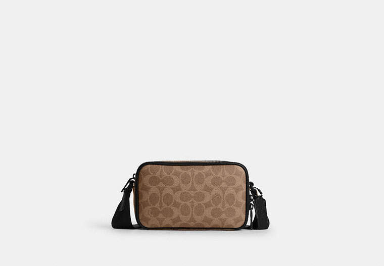 Coach Colton Crossbody Bag 19 Signature Canvas Matte Black/Tan Black