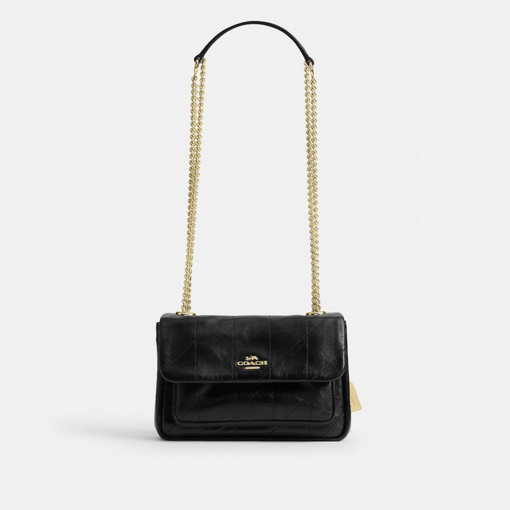 Coach Elodie Crossbody Bag 18 With Quilting Gold/Black