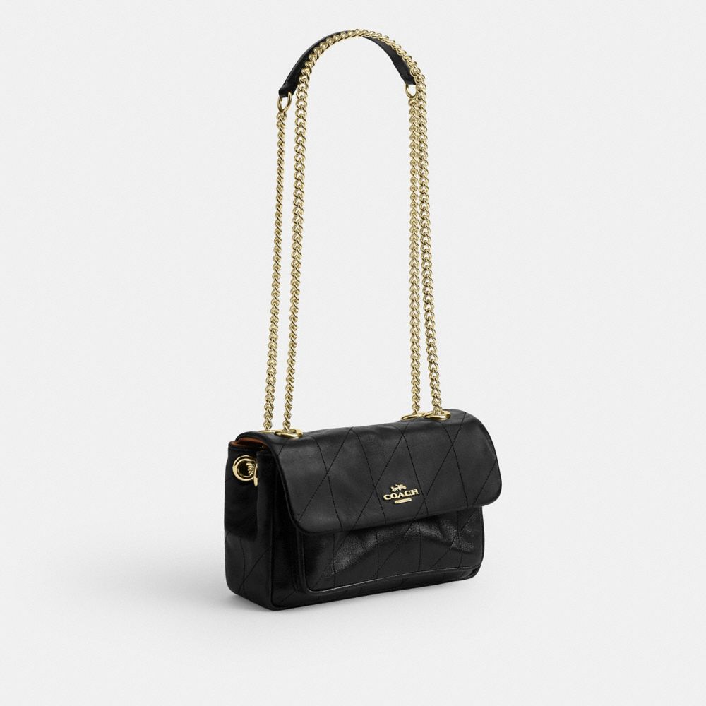 Coach Elodie Crossbody Bag 18 With Quilting Gold/Black