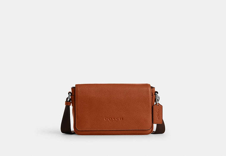 Coach Jack Small Flap Crossbody Bag Silver/Amber Brown
