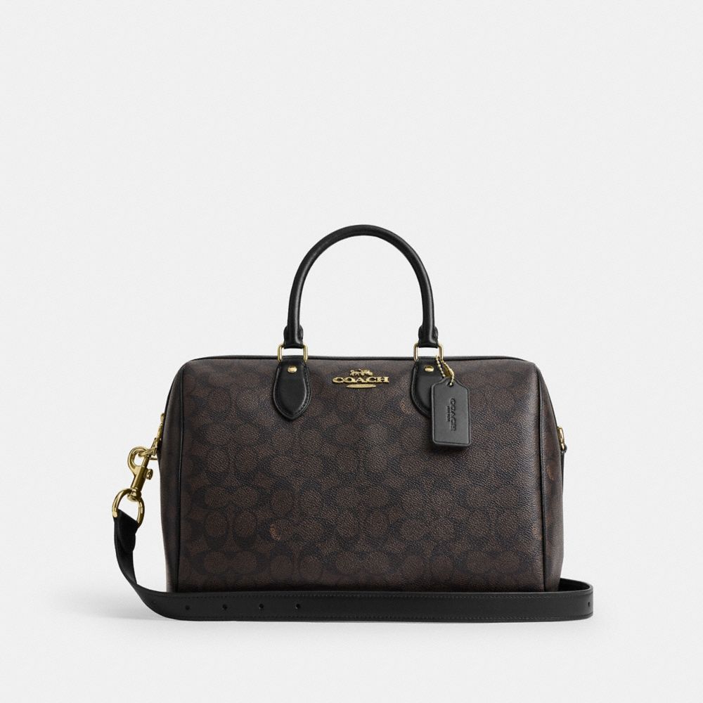 Coach Rowan Large Satchel Bag - Gold/Walnut/Black