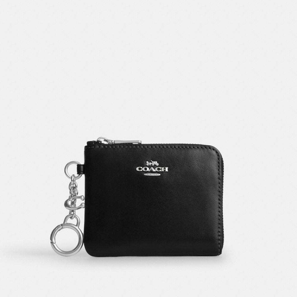 Coach Small Corner Zip Wallet silver/black