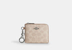 Coach Small Corner Zip Wallet Signature Canvas Silver/Sand/Taupe