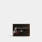 Coach Card Case With Charms In Loved Leather - Silver/Black Brown