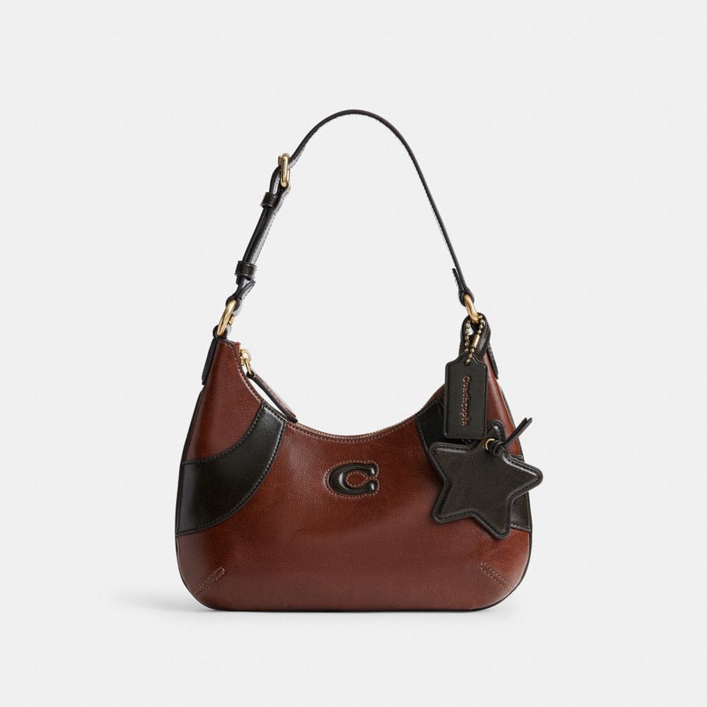 Coach Bowling Flat Hobo Shoulder Bag - Redwood/Black