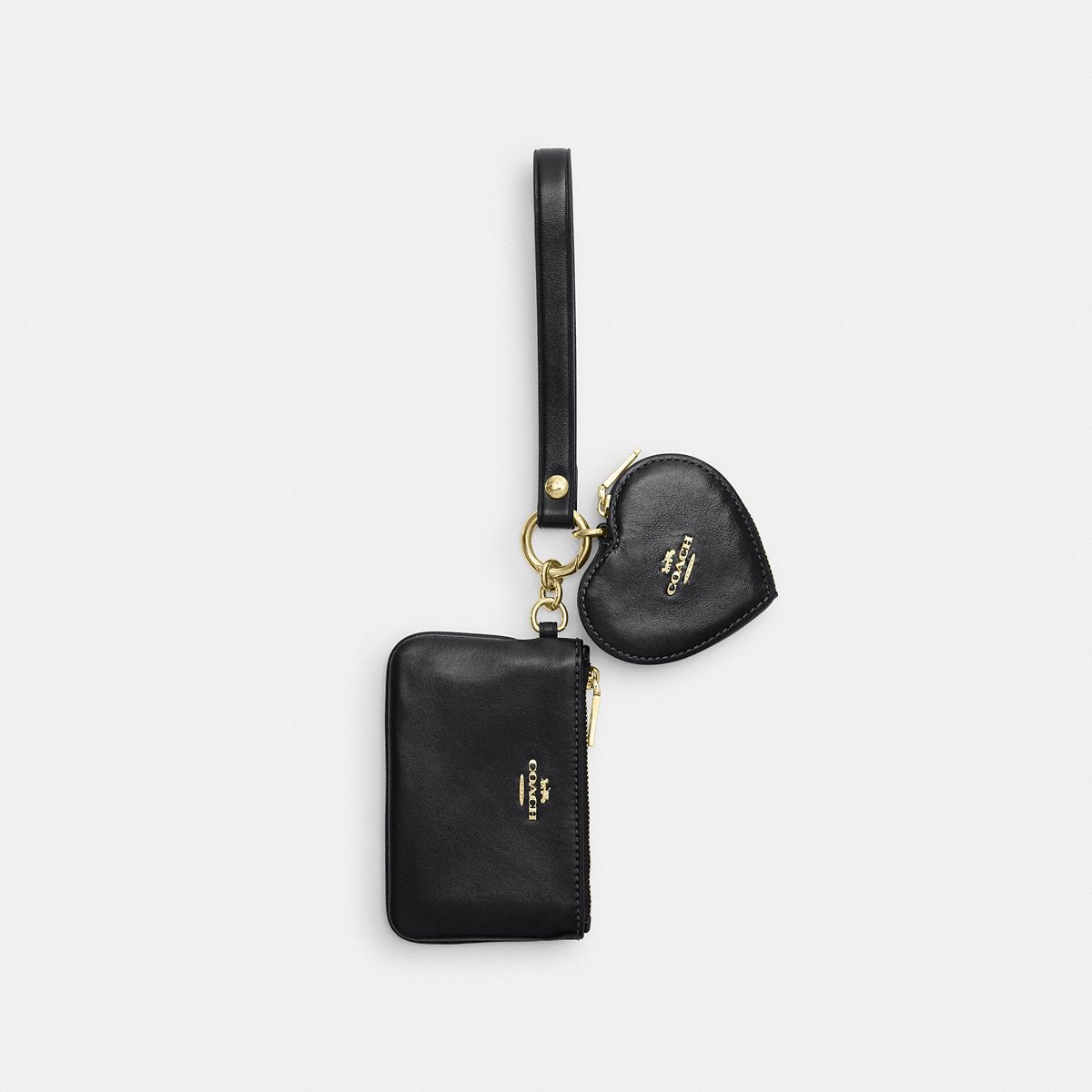 Coach Wristlet And Heart Pouch Gold/Black