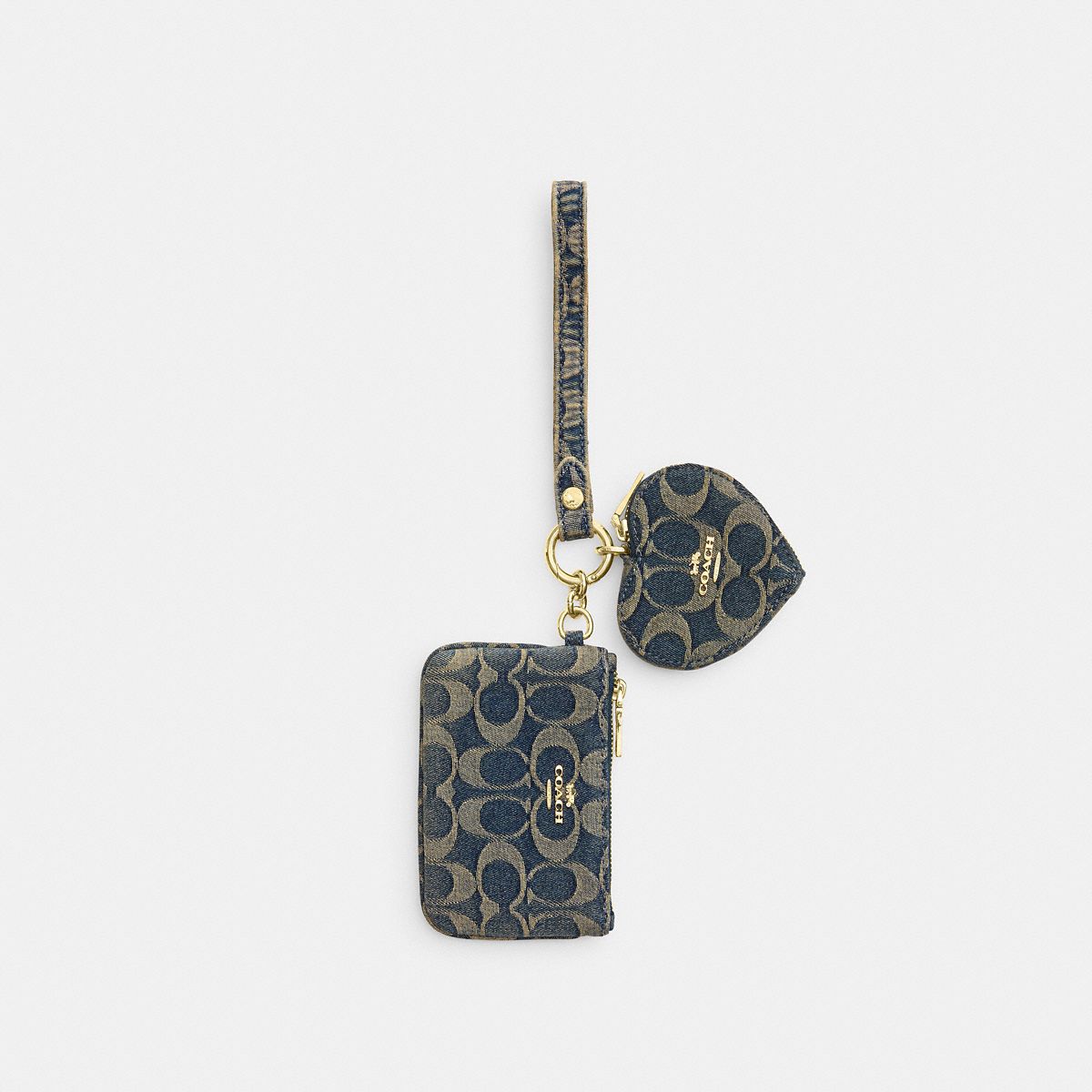 Coach Wristlet And Heart Pouch Gold/Denim