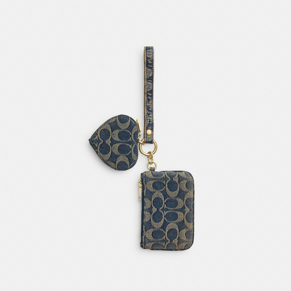 Coach Wristlet And Heart Pouch Gold/Denim