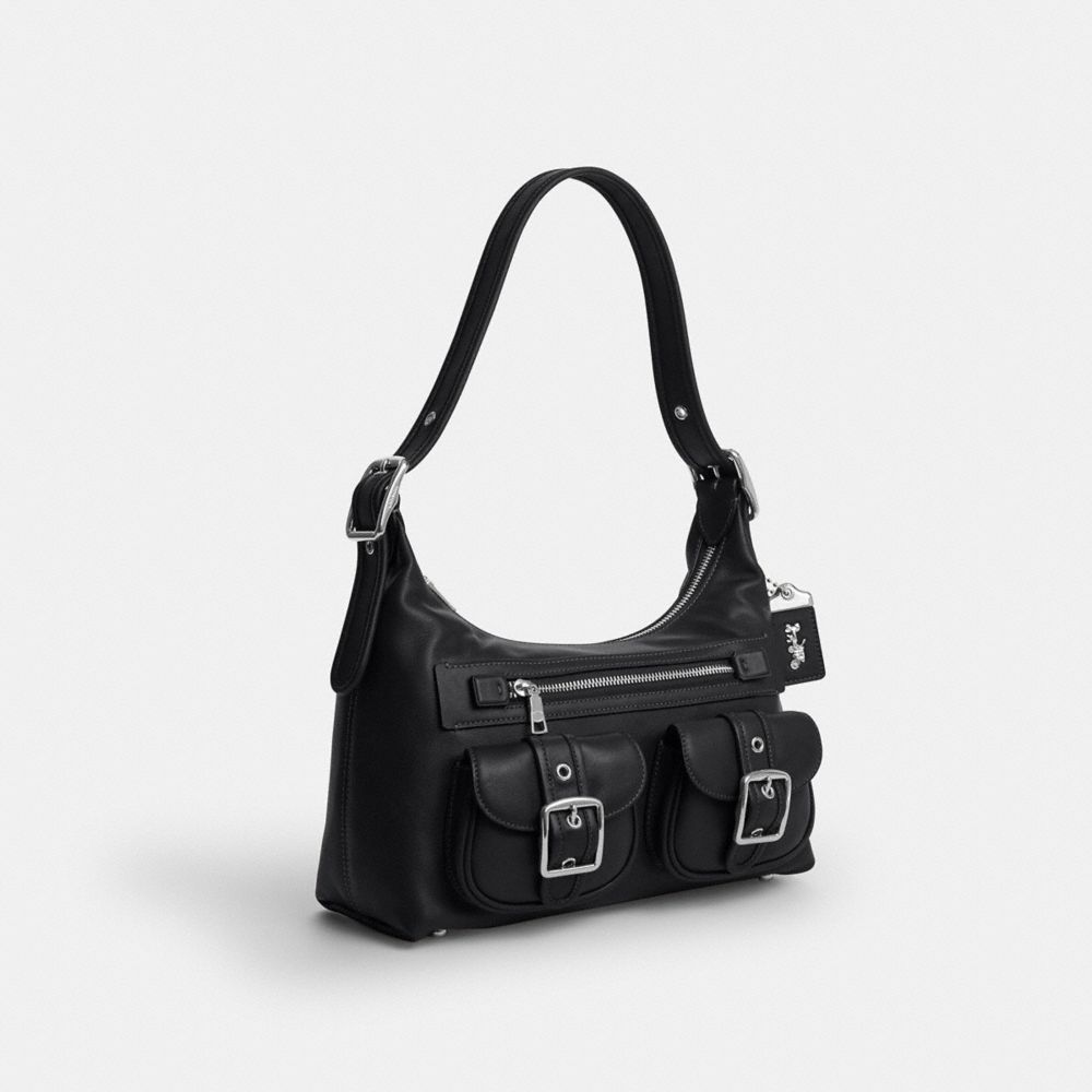 Coach Allison Zip Top Shoulder Bag - Silver/Black side