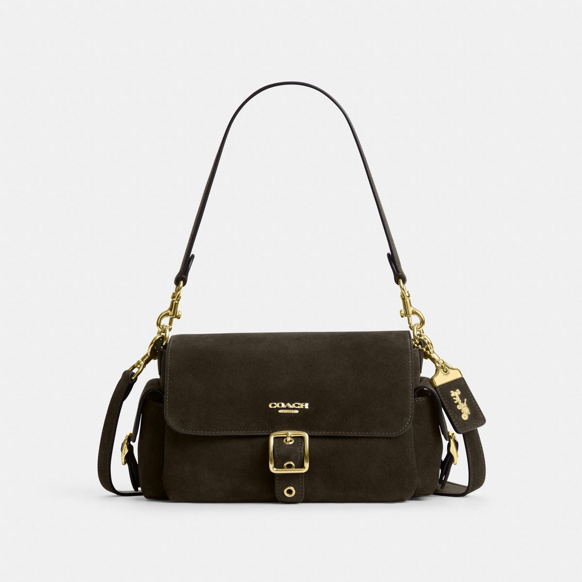 Coach Alice Shoulder Bag Ebony suede front