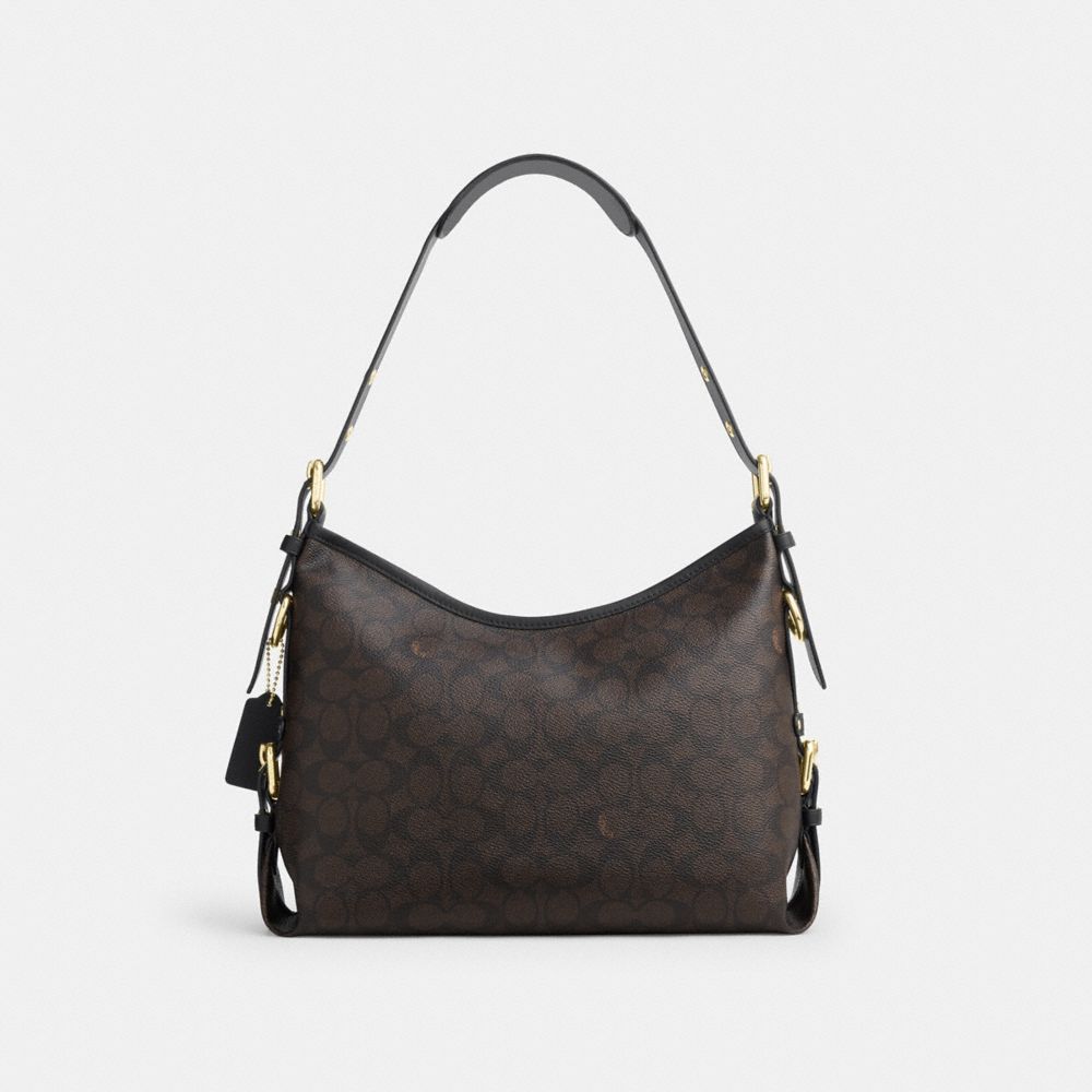 Coach Laurel Shoulder Bag With Buckles Gold/Walnut/Black