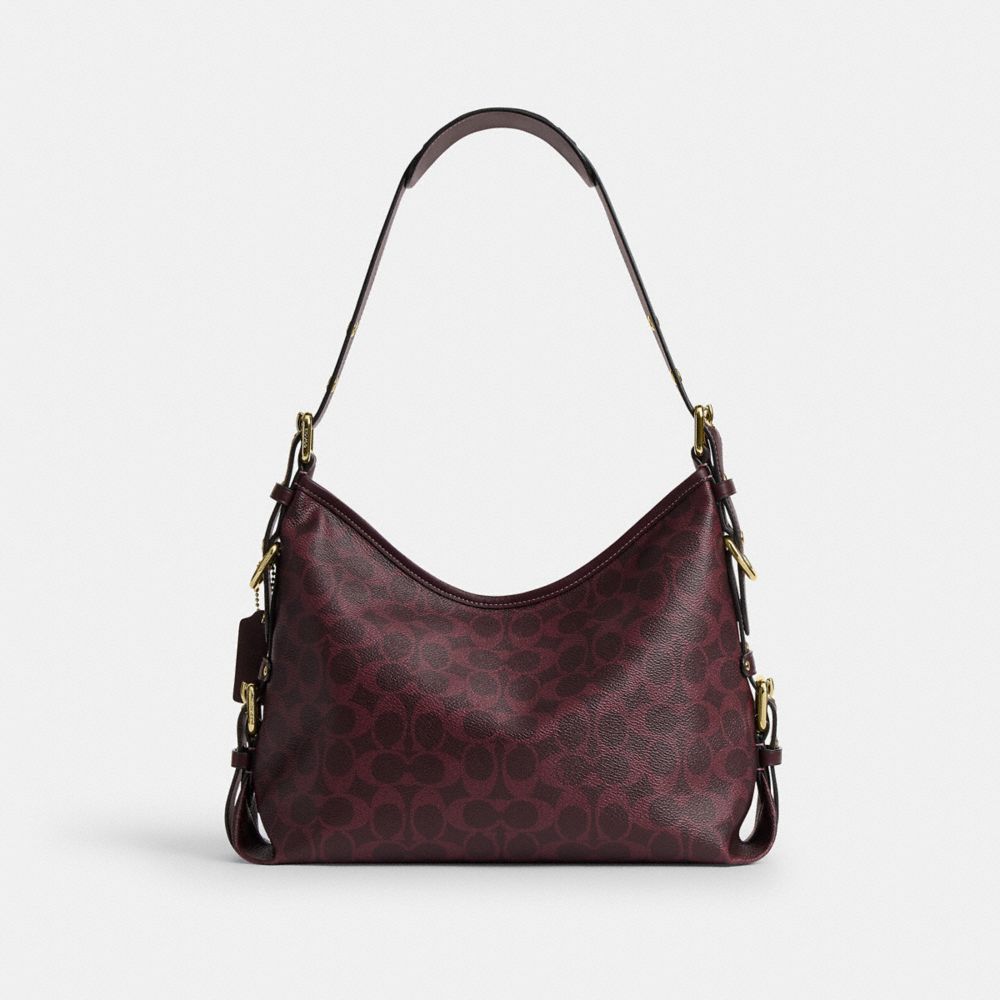 Coach Laurel Shoulder Bag With Buckles Gold/Black Currant