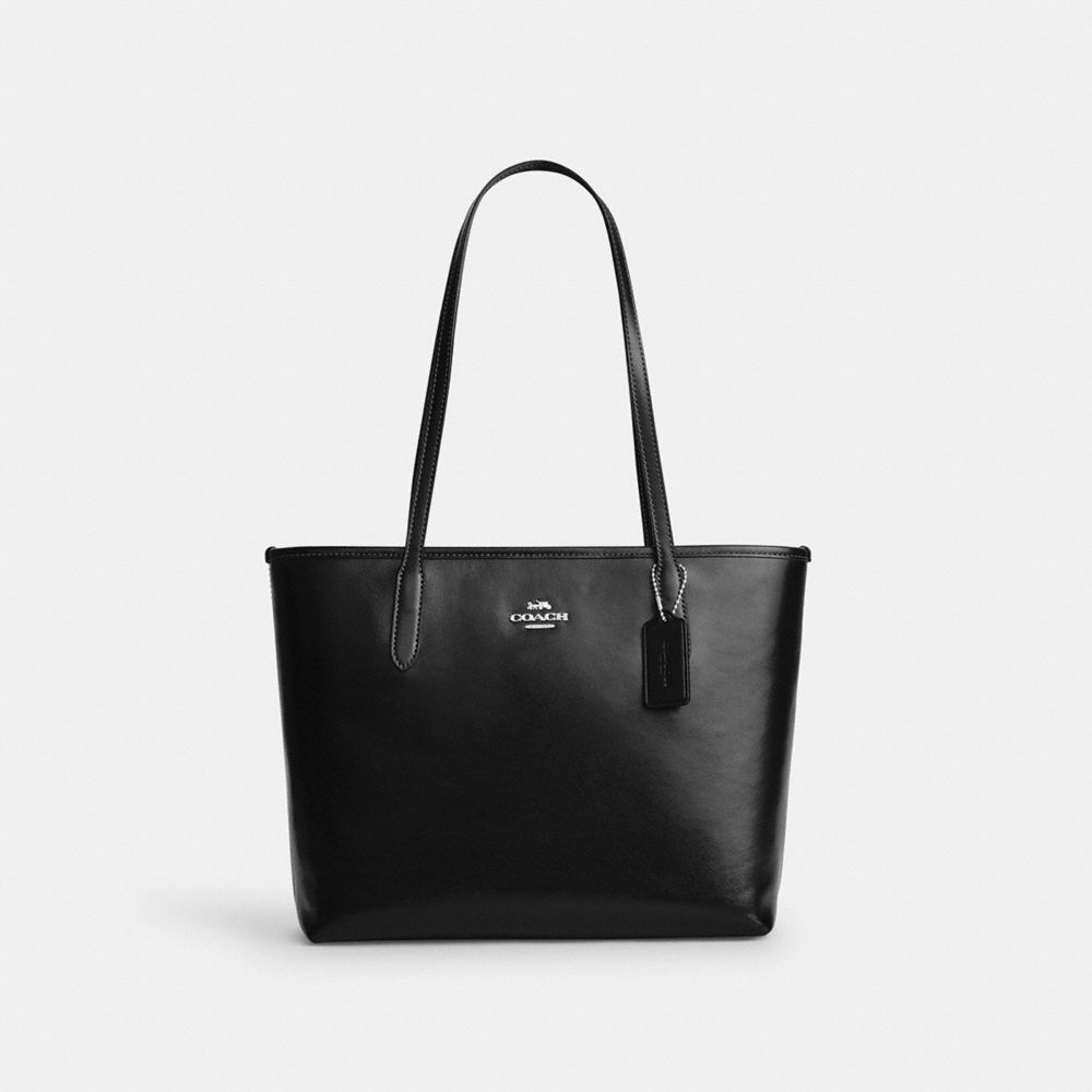 Coach Medium City Tote Bag - Silver/Black