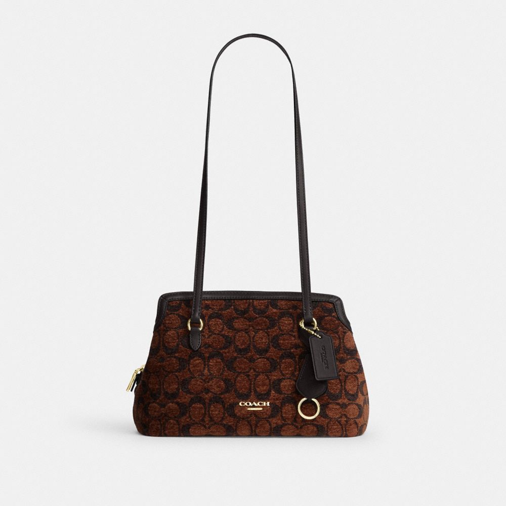 Coach Elise Shoulder Bag Signature Chenille Gold/Truffle