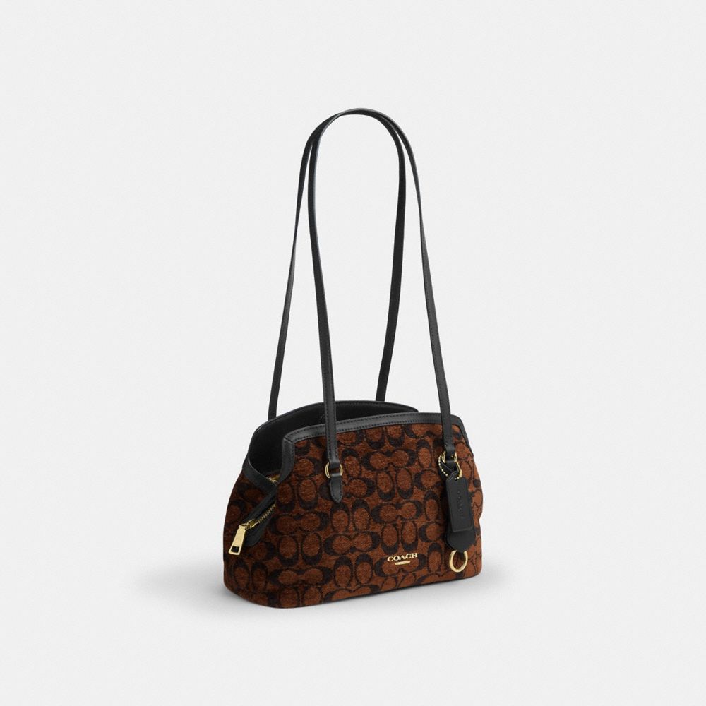 Coach Elise Shoulder Bag Signature Chenille Gold/Truffle angle