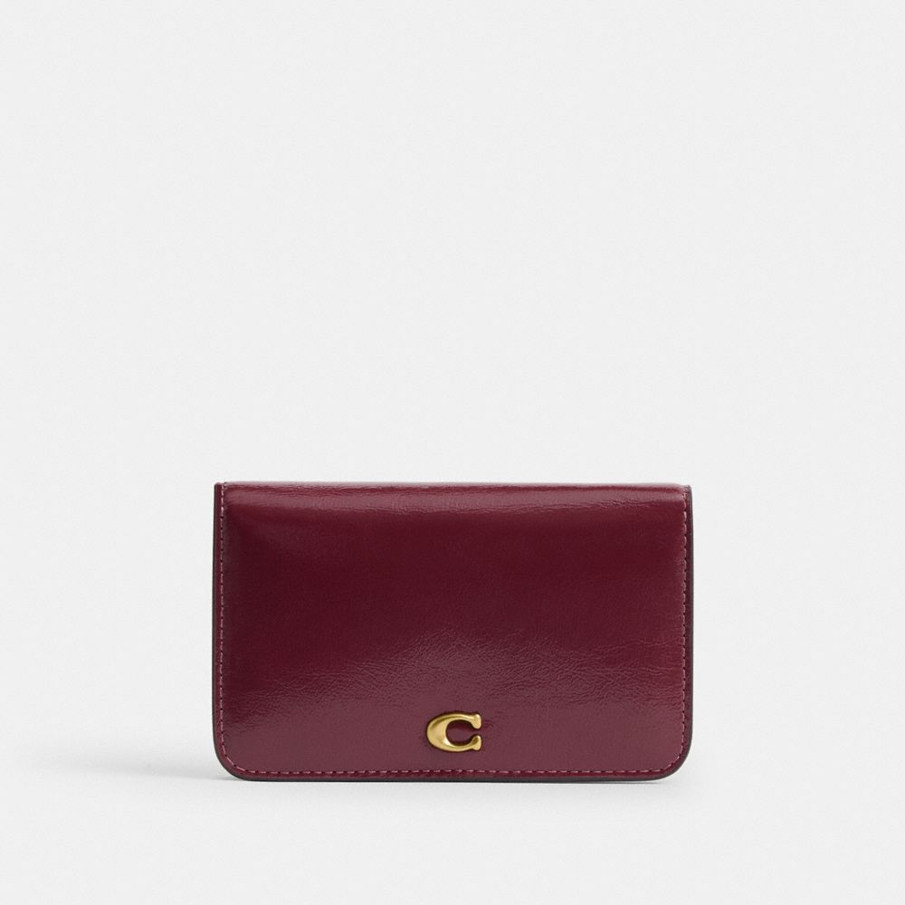 Coach Essential Slim Card Case Classic Brass/Dark Cherry