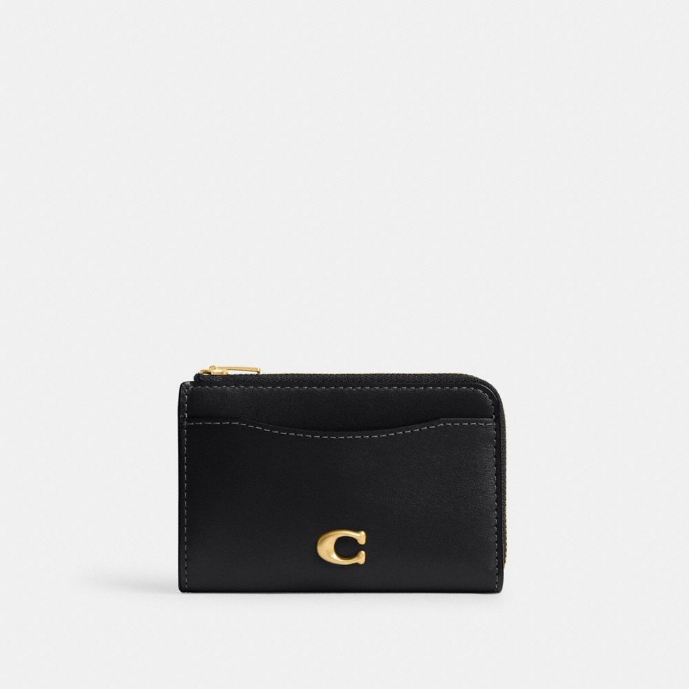 Coach Essential Key Zip Card Case - Brass/Black