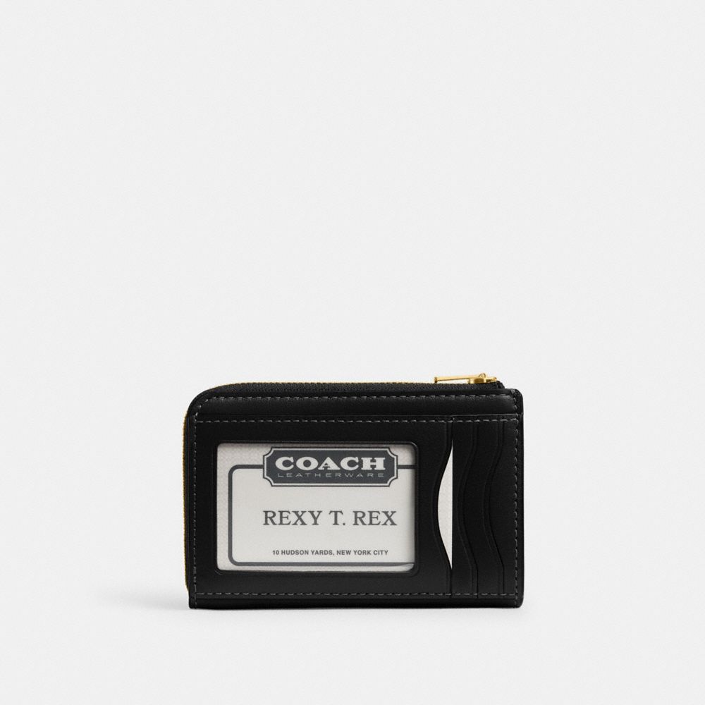 Coach Essential Key Zip Card Case - Brass/Black