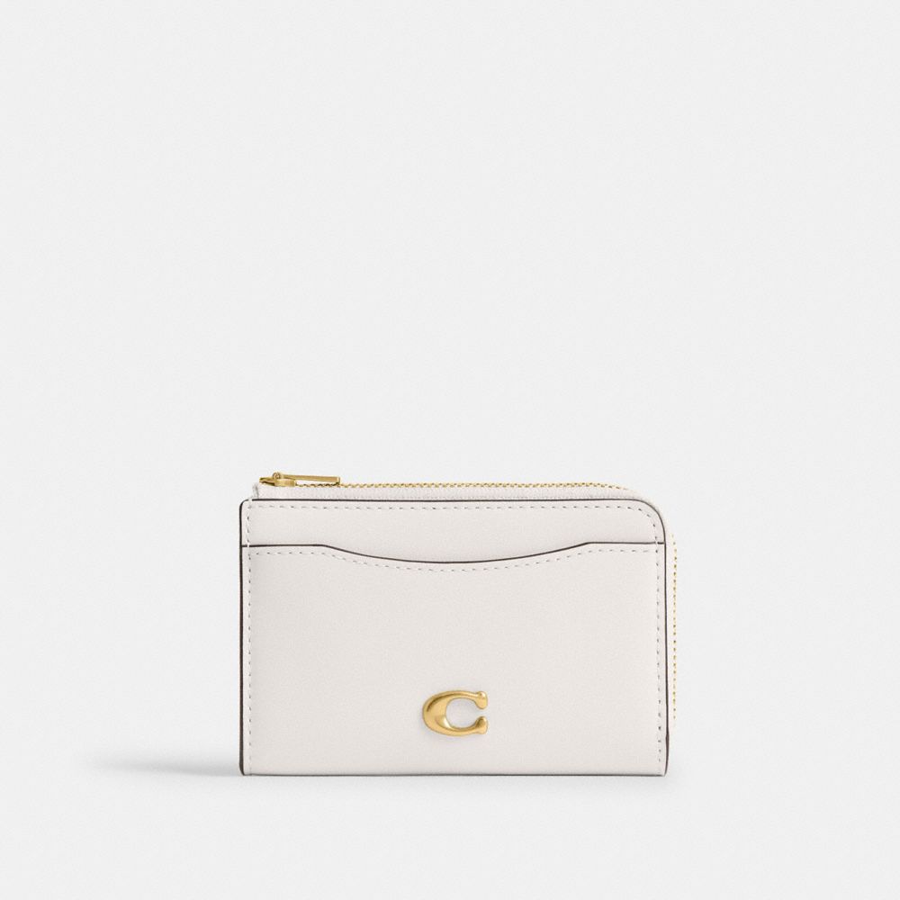 Coach Essential Key Zip Card Case - Brass/Chalk
